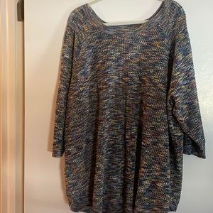 CJ Banks multicolored sweater w 3/4 length sleeve. Size 3x.